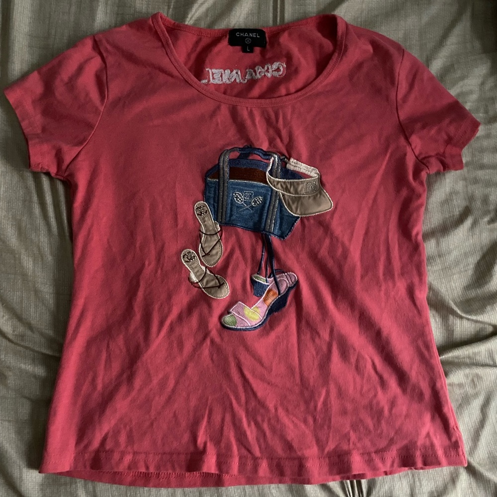CHANEL beach design top | color coral pink | size L